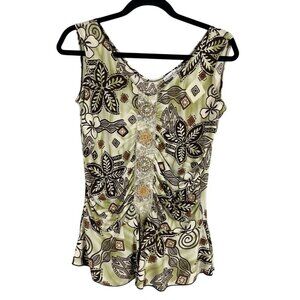 Moa Moa Retro Top L Green Feminine Y2K Retro Boho Indie Western Beaded Mesh 80s